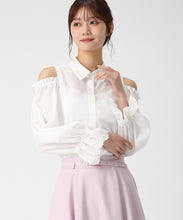 画像をギャラリービューアに読み込む, 肩開き袖レースシャツブラウス /MM618110 (ホワイト)