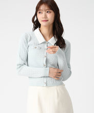 画像をギャラリービューアに読み込む, ダブル衿ケーブルカーディガン/MM618401 (グリーン)