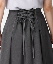 画像をギャラリービューアに読み込む, ポリデニム配色ステッチレースアップスカート/MM617205 4
