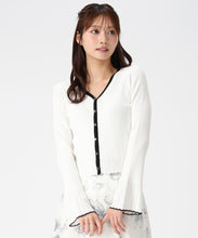 画像をギャラリービューアに読み込む, 透かし柄フレア袖配色スパークカーディガン/MM618405 21