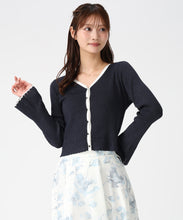 画像をギャラリービューアに読み込む, 透かし柄フレア袖配色スパークカーディガン/MM618405 22