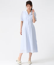 画像をギャラリービューアに読み込む, サイドプリーツテーラーワンピース/MM627406 (ブルー)