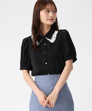 画像をギャラリービューアに読み込む, 襟レースピンタックブラウス/MM628118 (ブラック)