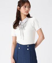 画像をギャラリービューアに読み込む, シャツレイヤードケーブルリボンニット/MM628301 (ホワイト)