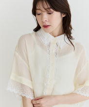 画像をギャラリービューアに読み込む, 【一部店舗限定】レース切替シアーシャツブラウス/MM658132