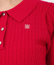 画像をギャラリービューアに読み込む, 【WEB限定アイテム】ケーブル刺繍ポロニット/MM558304