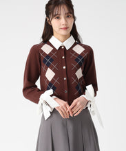 画像をギャラリービューアに読み込む, レイヤード襟アーガイルカーディガン/TT538406