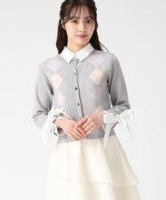 画像をギャラリービューアに読み込む, レイヤード襟アーガイルカーディガン/TT538406