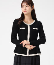 画像をギャラリービューアに読み込む, ワイドリブ配色ペプラムカーディガン/MM548405