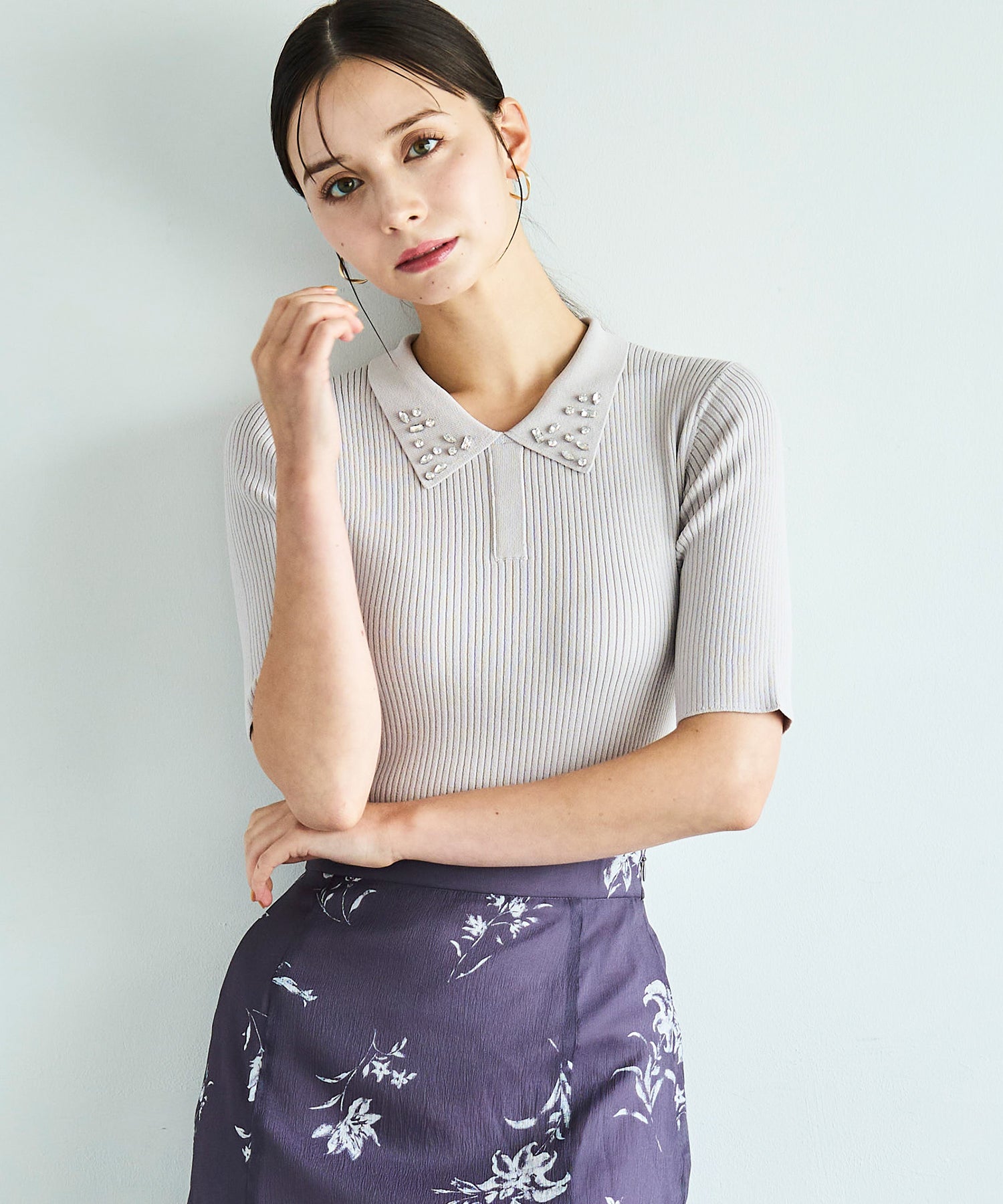 襟ビジュー付ポロニット/TT538304 – MISCH MASCH|31 Sons de mode