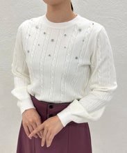 画像をギャラリービューアに読み込む, 【WEB限定予約販売/11月中旬発売予定】バックリボンビジューケーブルニット/MM548323