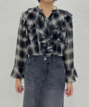画像をギャラリービューアに読み込む, 【一部店舗限定アイテム】フリルチェックブラウス/TT558103