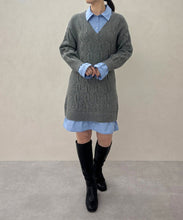 画像をギャラリービューアに読み込む, 【予約販売/11月中旬発売予定】シャツレイヤードケーブルワンピース/TT547415