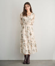 画像をギャラリービューアに読み込む, Vネックギャザーフラワーワンピース/TT537407