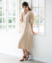 画像をギャラリービューアに読み込む, ベルト付きパフスリーブワンピース/MO33O04【結婚式/オケージョン/パーティー/S・M・TALLサイズ】