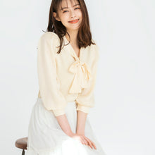 画像をギャラリービューアに読み込む, ブライトブラウス袖ボウタイニット/MM418315