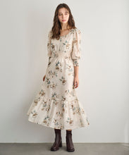 画像をギャラリービューアに読み込む, Vネックギャザーフラワーワンピース/TT537407