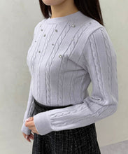 画像をギャラリービューアに読み込む, 【WEB限定予約販売/11月中旬発売予定】バックリボンビジューケーブルニット/MM548323