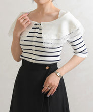 画像をギャラリービューアに読み込む, 【予約販売/3月下旬発売予定】レーストリミングビッグカラーニット/TT628302