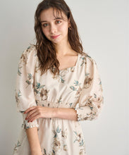 画像をギャラリービューアに読み込む, Vネックギャザーフラワーワンピース/TT537407
