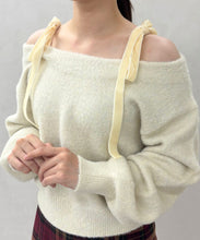 画像をギャラリービューアに読み込む, ベロア肩リボンふわふわニット/TT548318