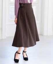 画像をギャラリービューアに読み込む, ウールライクツイルサイドベルトスカート/mm337210