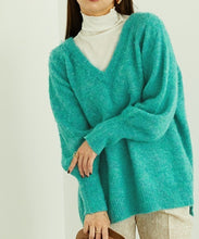 画像をギャラリービューアに読み込む, メランジVネックニットプルオーバー/MO33N06
