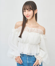 画像をギャラリービューアに読み込む, ラインストーンオフショルオーガンブラウス/TT518105