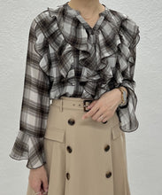 画像をギャラリービューアに読み込む, 【一部店舗限定アイテム】フリルチェックブラウス/TT558103