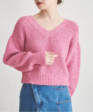 画像をギャラリービューアに読み込む, カールヤーンVネックニット/TT418303