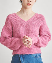 画像をギャラリービューアに読み込む, カールヤーンVネックニット/TT418303