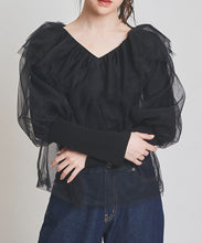 画像をギャラリービューアに読み込む, チュールブラウス×ニットセットトップス/TT418305