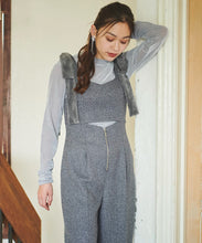 画像をギャラリービューアに読み込む, ベルベットリボン付きツイードサロペット/TT437401