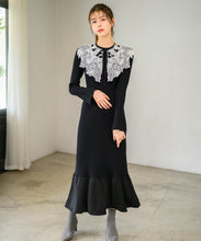 画像をギャラリービューアに読み込む, レース襟ロングニットワンピース/MM447408