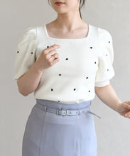 画像をギャラリービューアに読み込む, 5分袖ハート刺繍ニット/TT628305