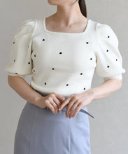 画像をギャラリービューアに読み込む, 5分袖ハート刺繍ニット/TT628305