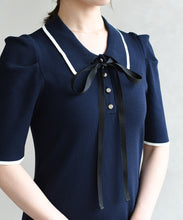 画像をギャラリービューアに読み込む, 配色ポロニットワンピース/TT627404