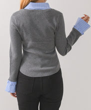 画像をギャラリービューアに読み込む, 【一部店舗限定】ストライプシャツレイヤードフリルニット/TT658328
