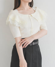 画像をギャラリービューアに読み込む, 【予約販売/3月下旬発売予定】レーストリミングビッグカラーニット/TT628302