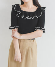 画像をギャラリービューアに読み込む, 【予約販売/4月上旬発売予定】フリル配色ニット/TT628307