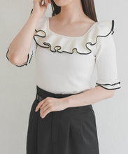 画像をギャラリービューアに読み込む, 【予約販売/4月上旬発売予定】フリル配色ニット/TT628307