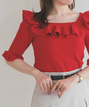 画像をギャラリービューアに読み込む, 【予約販売/4月上旬発売予定】フリル配色ニット/TT628307