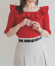 画像をギャラリービューアに読み込む, 【予約販売/4月上旬発売予定】フリル配色ニット/TT628307