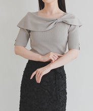 画像をギャラリービューアに読み込む, アシメリボン2way配色ケープニット/MM628310