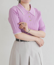 画像をギャラリービューアに読み込む, 【予約販売/3月下旬発売予定】アイレット編みポロニット/TT628304
