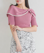 画像をギャラリービューアに読み込む, アシメリボン2way配色ケープニット/MM628310