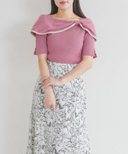 画像をギャラリービューアに読み込む, アシメリボン2way配色ケープニット/MM628310