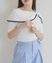 画像をギャラリービューアに読み込む, アシメリボン2way配色ケープニット/MM628310