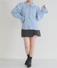 画像をギャラリービューアに読み込む, 【一部店舗限定】フリルカラー前リボンブラウス/MM658108