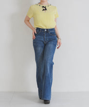 画像をギャラリービューアに読み込む, 【一部店舗限定】フロントリボン半袖ニット/TT658304